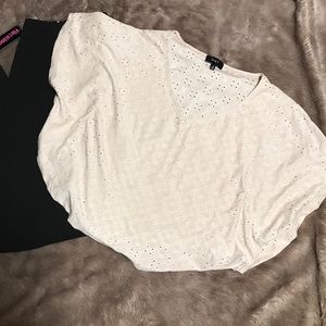 Love J Cream bat-wing eyelet shirt size small